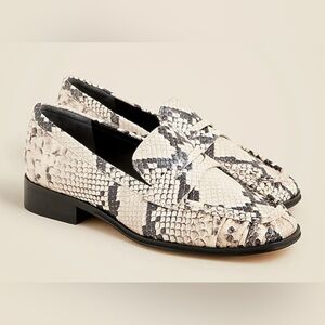 J. Crew Maison Ruched Loafers 🐍 Snake-embossed Italian Leather size 10.5